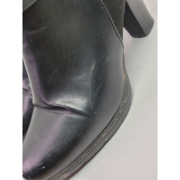 Perphy Black Leather Platform Ankle Boots Crocodile Printed Strap Womens size 7 - Picture 12 of 13